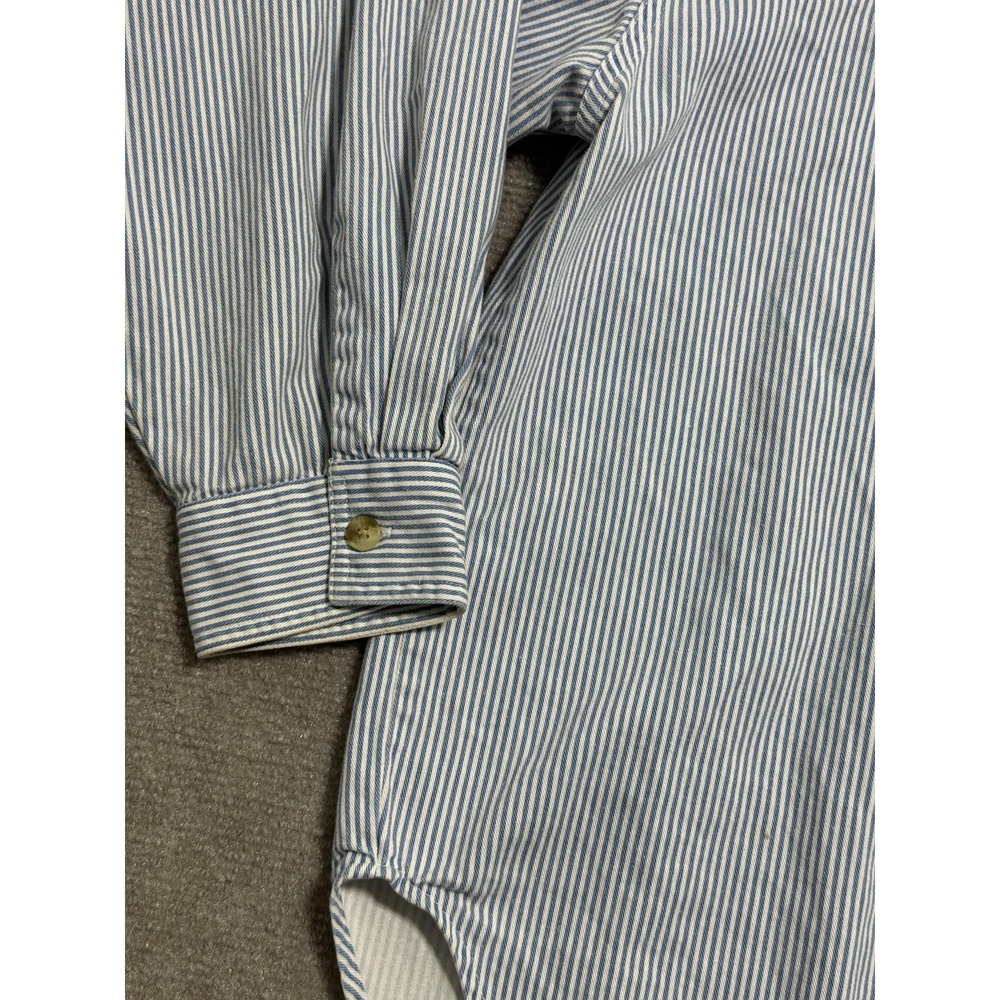 Vintage Quizz New York Shirt Womens 20 Blue White Stripe Embroidered Bears Denim - Picture 9 of 10